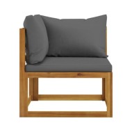 Salon de jardin 6 pcs avec coussin Bois d'acacia solide