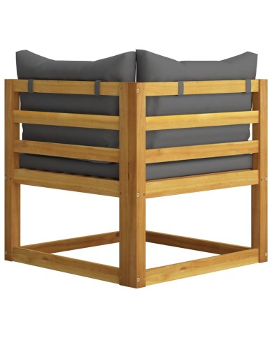 Salon de jardin 6 pcs avec coussin Bois d'acacia solide