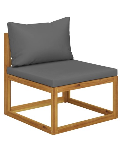 Salon de jardin 6 pcs avec coussin Bois d'acacia solide