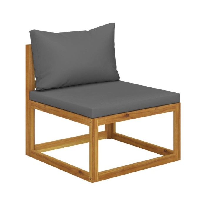 Salon de jardin 6 pcs avec coussin Bois d'acacia solide