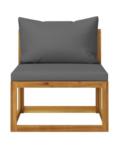 Salon de jardin 6 pcs avec coussin Bois d'acacia solide