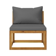 Salon de jardin 6 pcs avec coussin Bois d'acacia solide