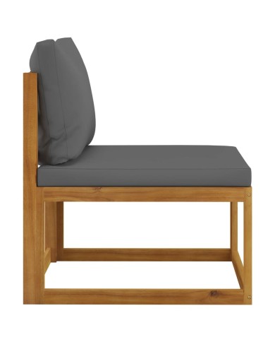 Salon de jardin 6 pcs avec coussin Bois d'acacia solide