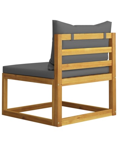 Salon de jardin 6 pcs avec coussin Bois d'acacia solide