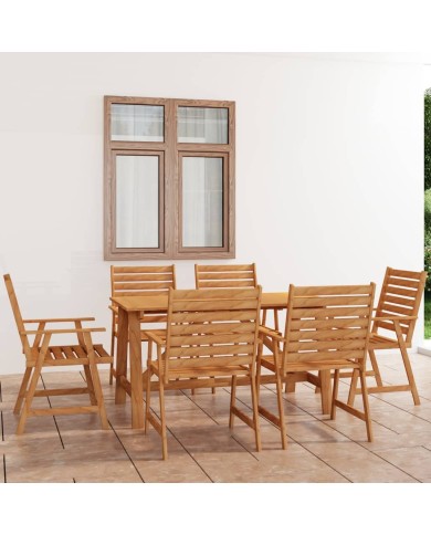 Mobilier de salle à manger de jardin 7 pcs Bois d'acacia solide
