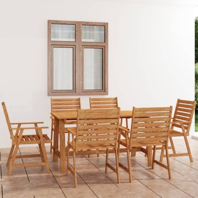 Mobilier de salle à manger de jardin 7 pcs Bois d'acacia solide
