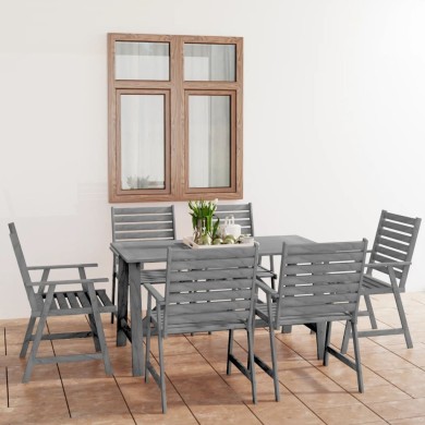 Mobilier à dîner de jardin 7 pcs Gris Bois d'acacia massif