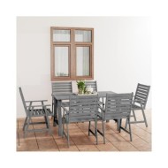 Mobilier à dîner de jardin 7 pcs Gris Bois d'acacia massif