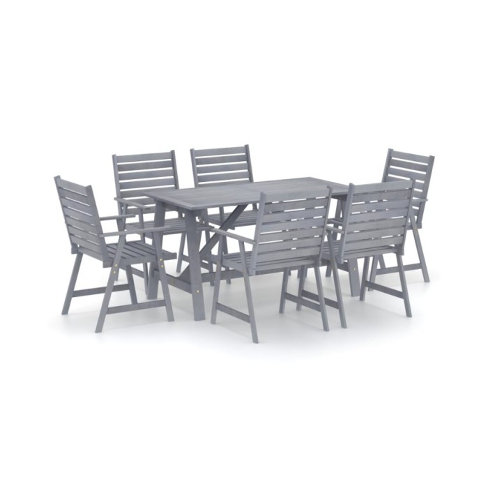 Mobilier à dîner de jardin 7 pcs Gris Bois d'acacia massif