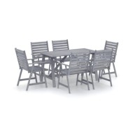 Mobilier à dîner de jardin 7 pcs Gris Bois d'acacia massif