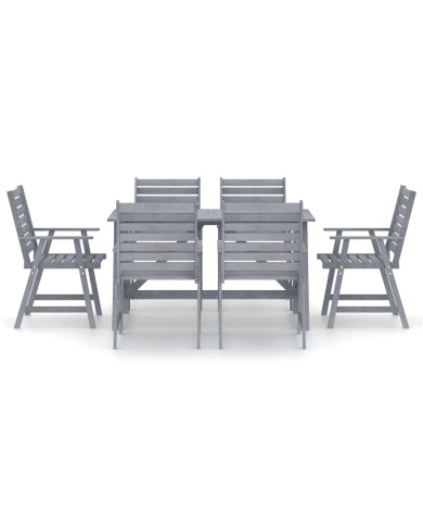 Mobilier à dîner de jardin 7 pcs Gris Bois d'acacia massif