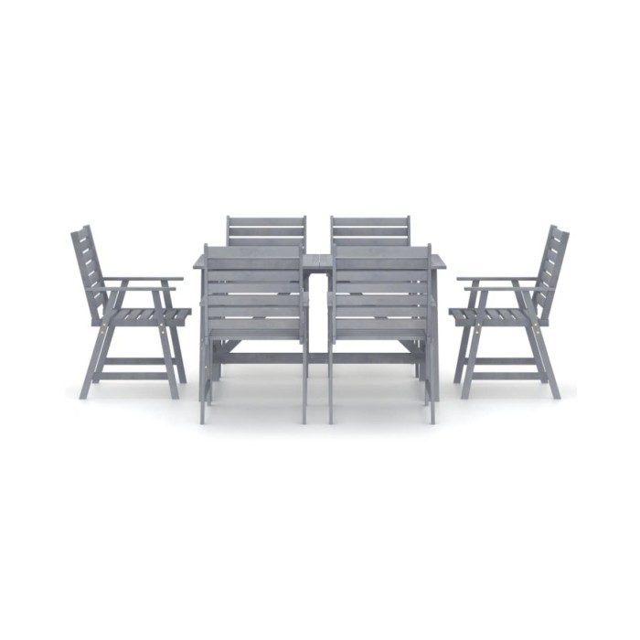 Mobilier à dîner de jardin 7 pcs Gris Bois d'acacia massif