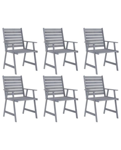 Mobilier à dîner de jardin 7 pcs Gris Bois d'acacia massif