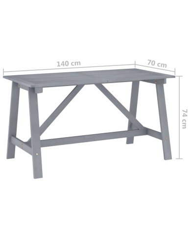 Mobilier à dîner de jardin 7 pcs Gris Bois d'acacia massif