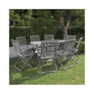 Mobilier à dîner de jardin 9 pcs Bois d'acacia massif Gris