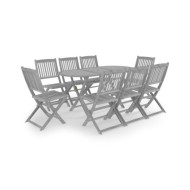 Mobilier à dîner de jardin 9 pcs Bois d'acacia massif Gris