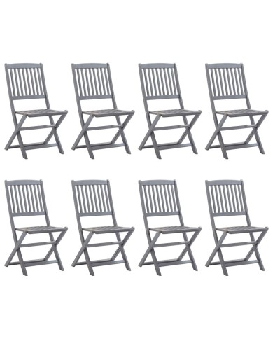 Mobilier à dîner de jardin 9 pcs Bois d'acacia massif Gris