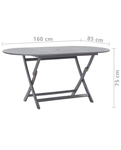 Mobilier à dîner de jardin 9 pcs Bois d'acacia massif Gris