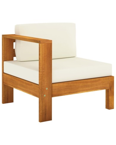 Salon de jardin 6 pcs avec coussins blanc crème Bois d'acacia