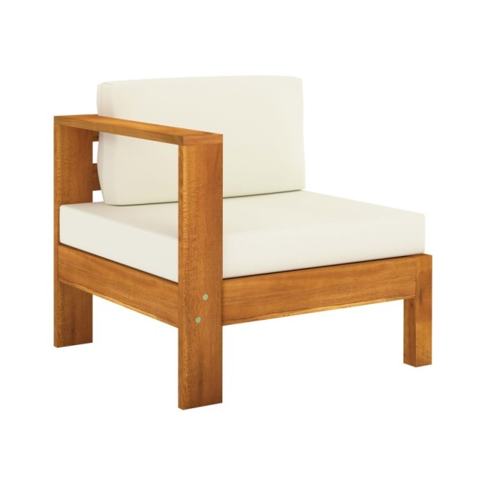 Salon de jardin 6 pcs avec coussins blanc crème Bois d'acacia