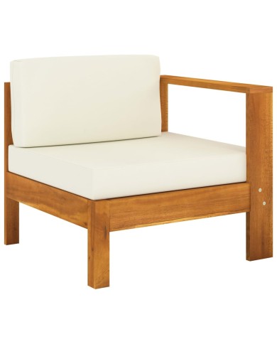Salon de jardin 6 pcs avec coussins blanc crème Bois d'acacia