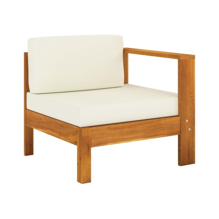 Salon de jardin 6 pcs avec coussins blanc crème Bois d'acacia