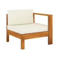 Salon de jardin 6 pcs avec coussins blanc crème Bois d'acacia