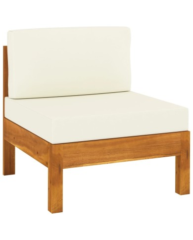 Salon de jardin 6 pcs avec coussins blanc crème Bois d'acacia