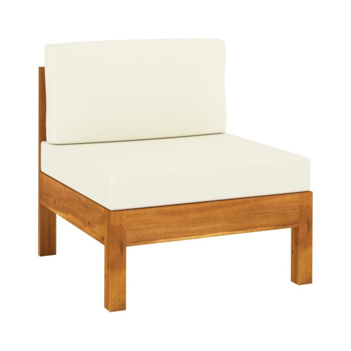 Salon de jardin 6 pcs avec coussins blanc crème Bois d'acacia