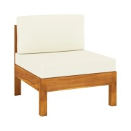 Salon de jardin 6 pcs avec coussins blanc crème Bois d'acacia