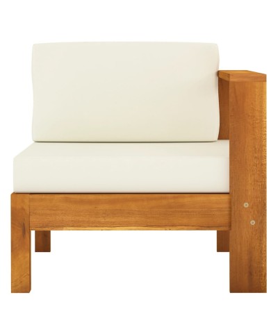 Salon de jardin 6 pcs avec coussins blanc crème Bois d'acacia