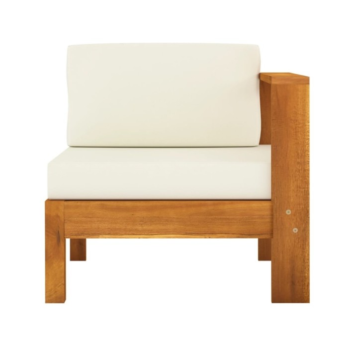 Salon de jardin 6 pcs avec coussins blanc crème Bois d'acacia