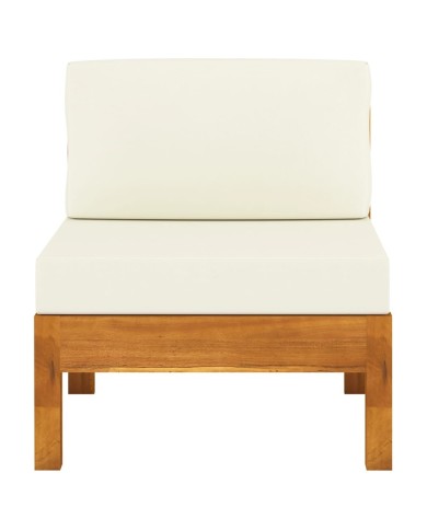 Salon de jardin 6 pcs avec coussins blanc crème Bois d'acacia