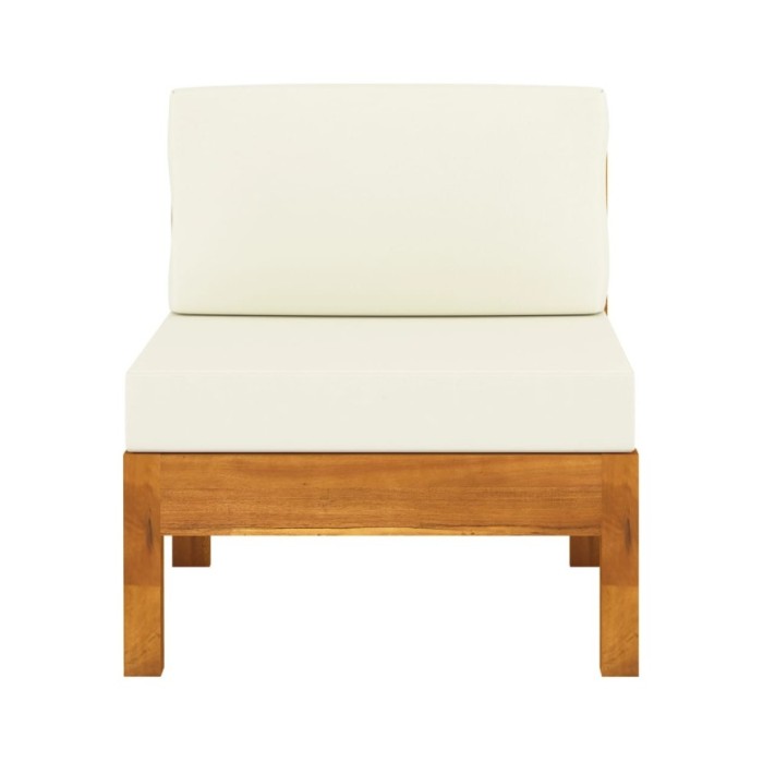 Salon de jardin 6 pcs avec coussins blanc crème Bois d'acacia