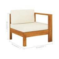 Salon de jardin 6 pcs avec coussins blanc crème Bois d'acacia