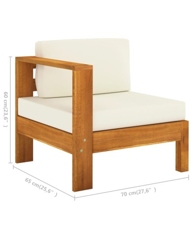Salon de jardin 6 pcs avec coussins blanc crème Bois d'acacia