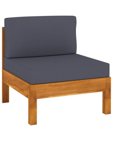 Salon de jardin 7 pcs avec coussins gris foncé Bois d'acacia