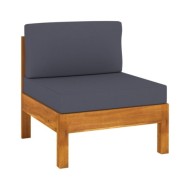 Salon de jardin 7 pcs avec coussins gris foncé Bois d'acacia