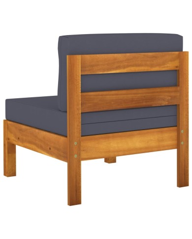 Salon de jardin 7 pcs avec coussins gris foncé Bois d'acacia