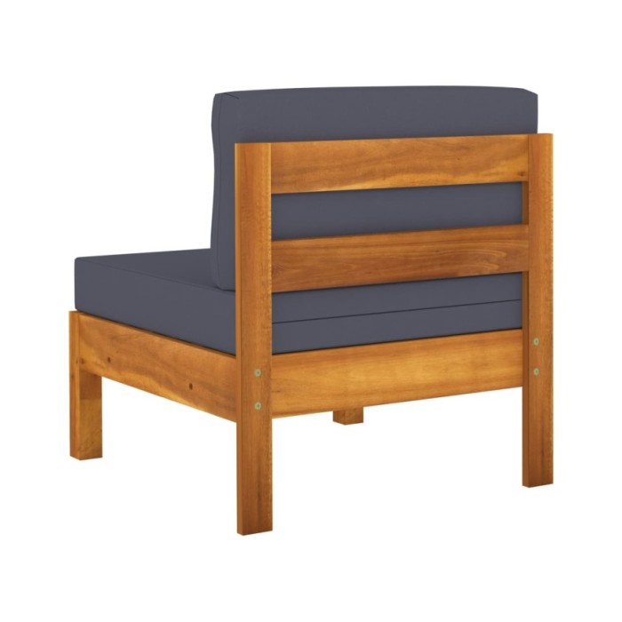 Salon de jardin 7 pcs avec coussins gris foncé Bois d'acacia
