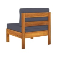 Salon de jardin 7 pcs avec coussins gris foncé Bois d'acacia
