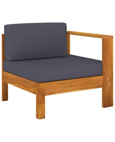 Salon de jardin 7 pcs avec coussins gris foncé Bois d'acacia