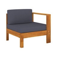 Salon de jardin 7 pcs avec coussins gris foncé Bois d'acacia