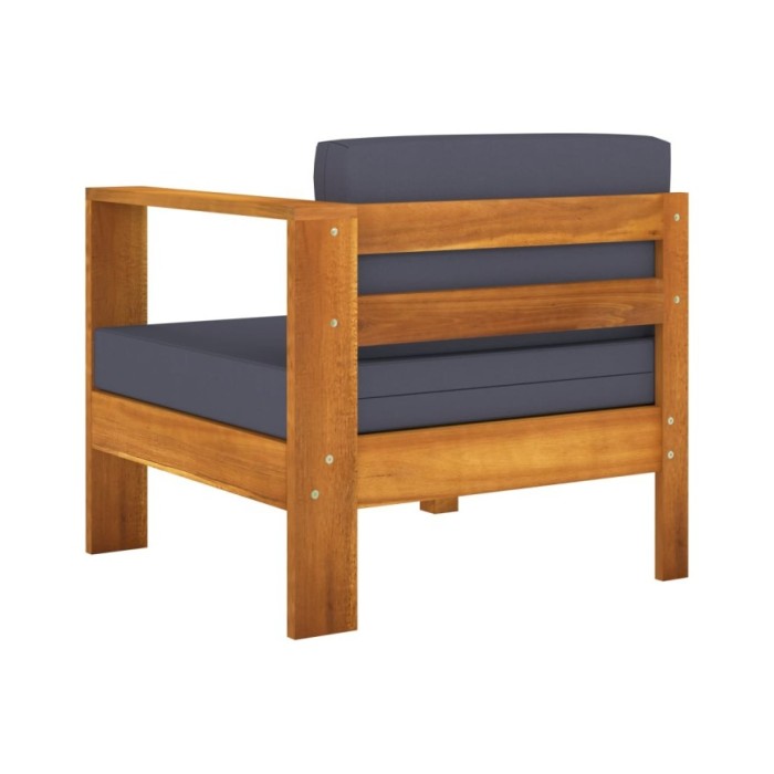 Salon de jardin 7 pcs avec coussins gris foncé Bois d'acacia