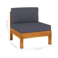 Salon de jardin 7 pcs avec coussins gris foncé Bois d'acacia