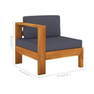 Salon de jardin 7 pcs avec coussins gris foncé Bois d'acacia