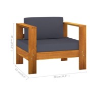 Salon de jardin 7 pcs avec coussins gris foncé Bois d'acacia