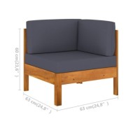 Salon de jardin 7 pcs avec coussins gris foncé Bois d'acacia