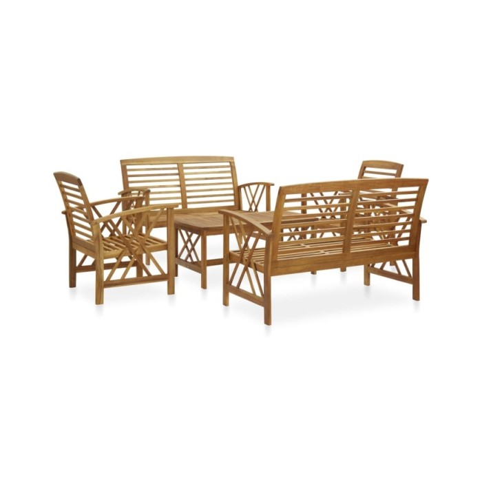 Salon de jardin 5 pcs Bois d'acacia solide