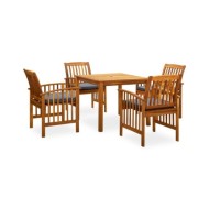 Mobilier à dîner de jardin 5 pcs avec coussins Acacia solide